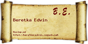 Beretka Edvin névjegykártya